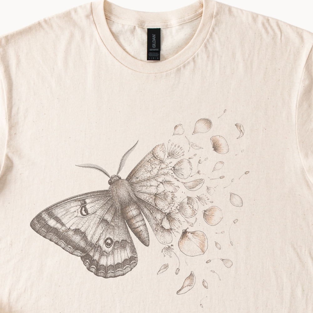 Moth Wing Dissolving into Blossoms Boho Tee